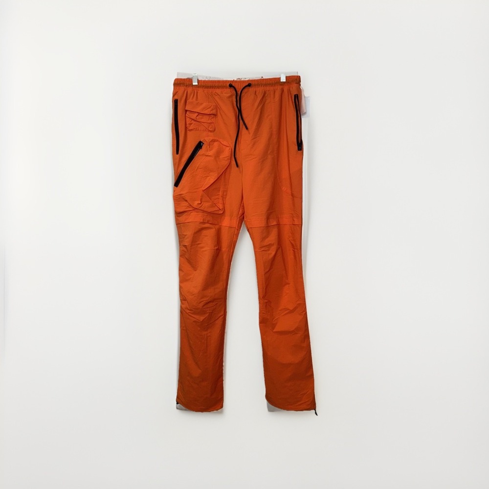 American Stitch Baggy Cargo‎ Pants Mens Large Orange Zip Utility Outdoor NWT